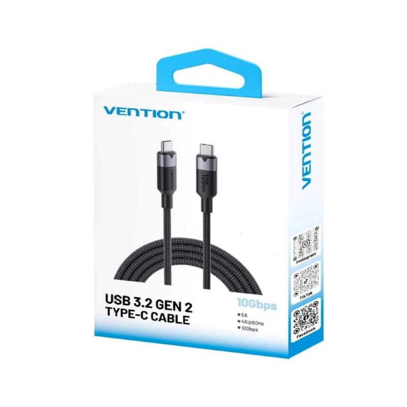 USB-C to USB-C Vention USB 3.2 Cable 5A 10Gbps 1m Black In preparation Your Sports Performance