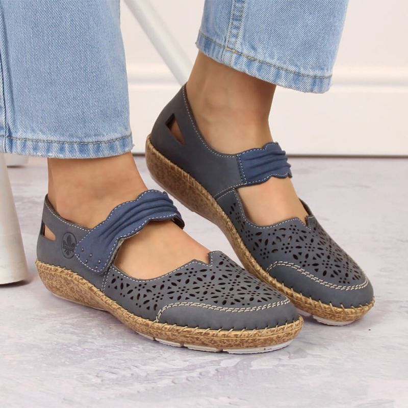 Rieker W RKR648 blue leather openwork shoes Footwear/Lifestyle/Rieker Your Sports Performance