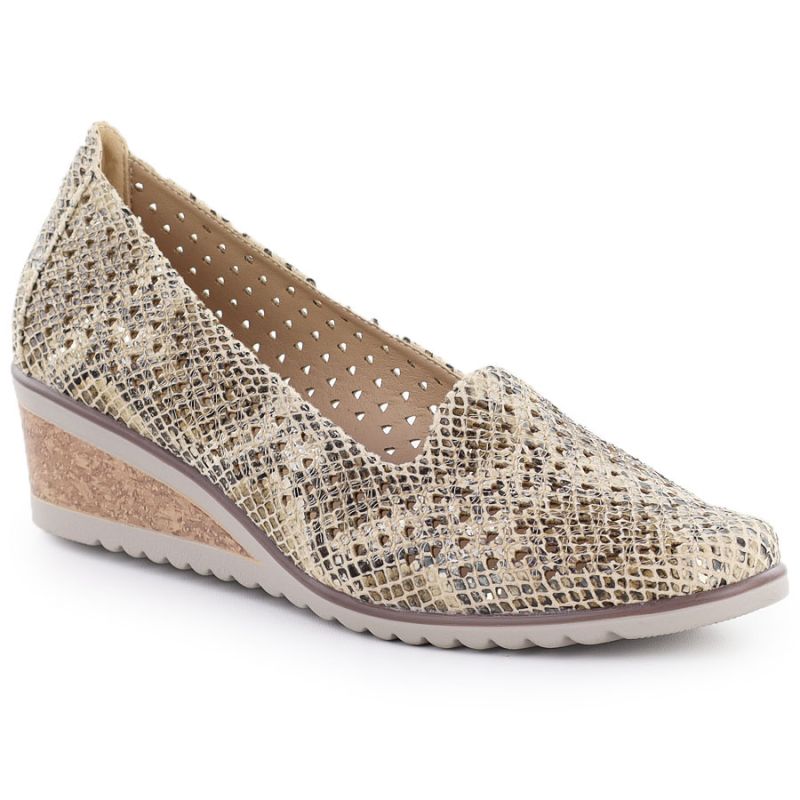 Women's wedge shoes with openwork snake print, beige, Potocki SZ12306 To be categorized Your Sports Performance