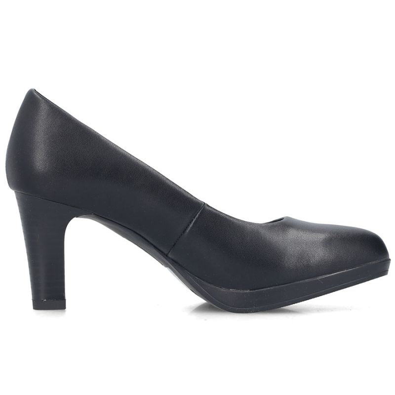 Rieker 41560-01 black leather pumps with a block heel