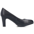 Rieker 41560-01 black leather pumps with a block heel