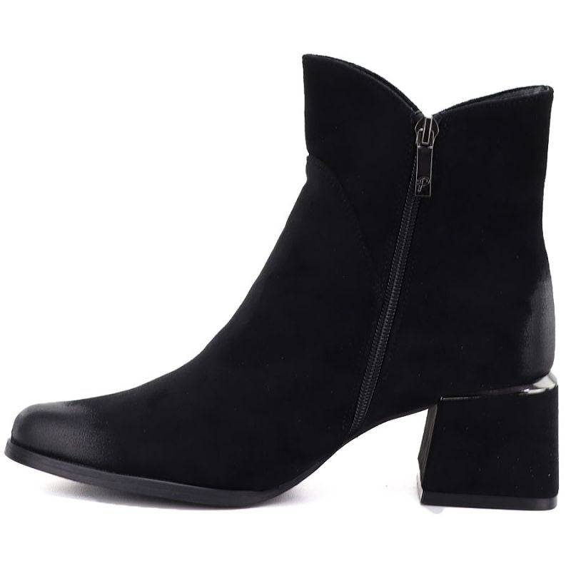 Women's black suede high-heeled ankle boots Potocki SZ12875