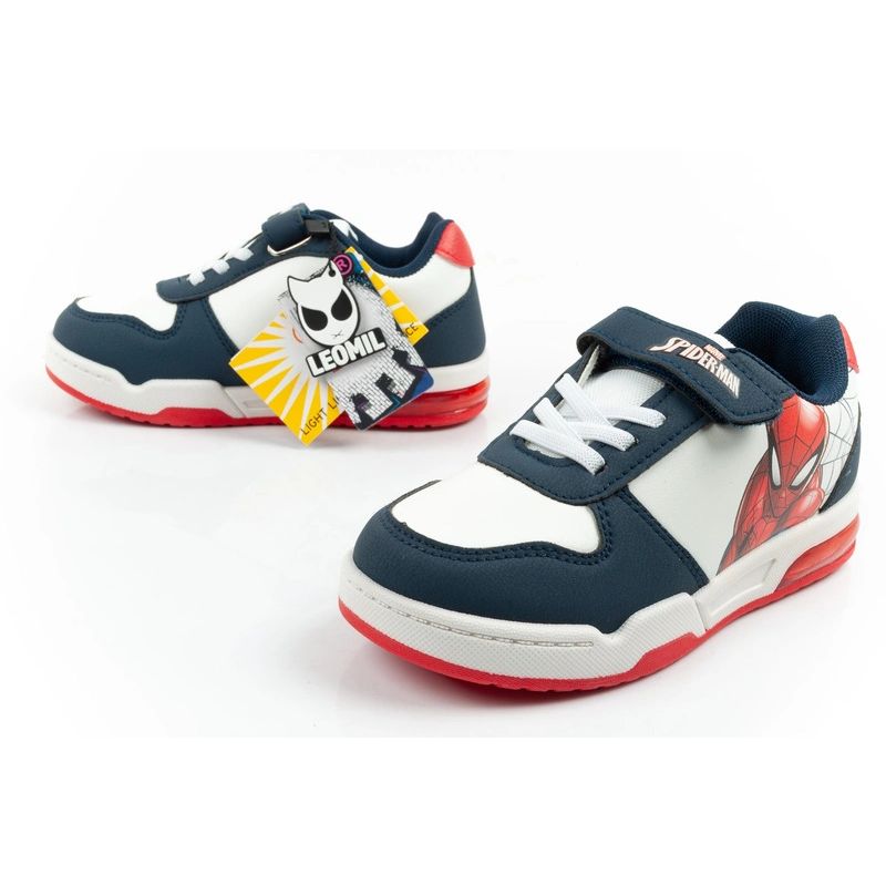 Leomil children's sports shoes Spiderman sneakers lightweight with velcro LED white Leomil