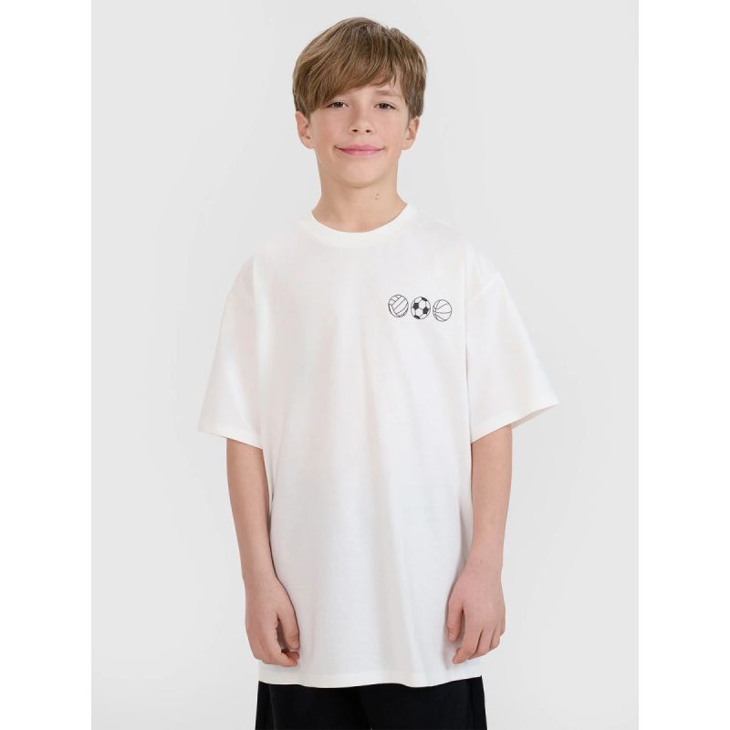 Boy's oversize T-shirt with print 4F 4FJRSS25TTSHM2640-11S *Kategoria tymczasowa Your Sports Performance