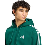 Men's adidas Essentials 3-Stripes Fleece Full-Zip Hoodie Green KZ1412