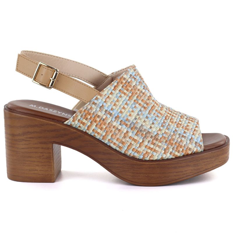 Women's wicker heeled sandals M.Daszyński MR23126-7 M. Daszyński
