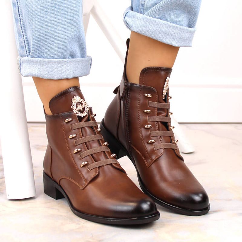 Insulated flat-heeled ankle boots Jezzi W JEZ412C brown Footwear/Outdoor/Jezzi Your Sports Performance