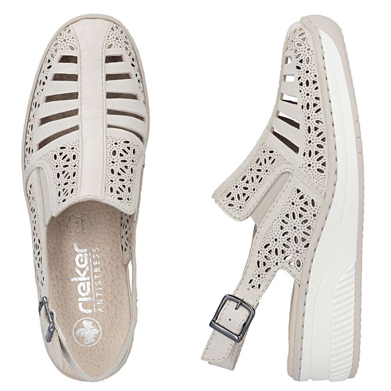 Women's beige leather wedge sandals Rieker 48763-60 To be categorized Your Sports Performance