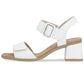 Women's leather sandals on a block heel white Remonte by Rieker D1K51-80