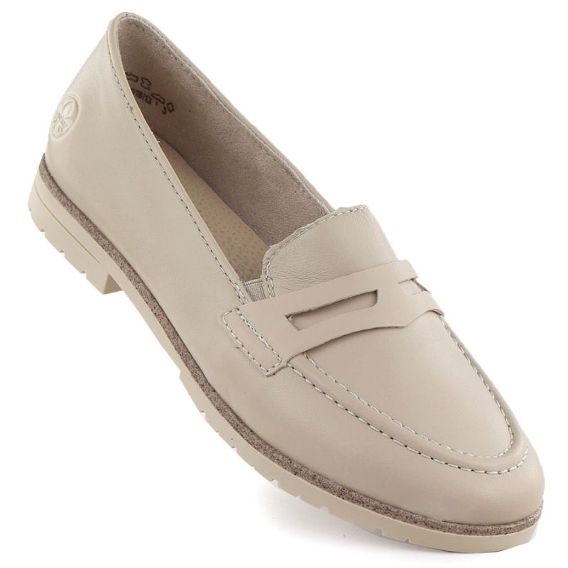 Women's leather loafers lords beige Rieker 75300-63 To be categorized Your Sports Performance