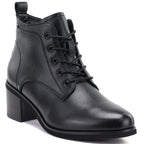 Women's leather lace-up high-heeled ankle boots, black, Vinceza EN27-133107