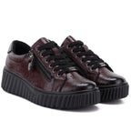 Women's patent leather platform shoes in burgundy Vinceza 133134