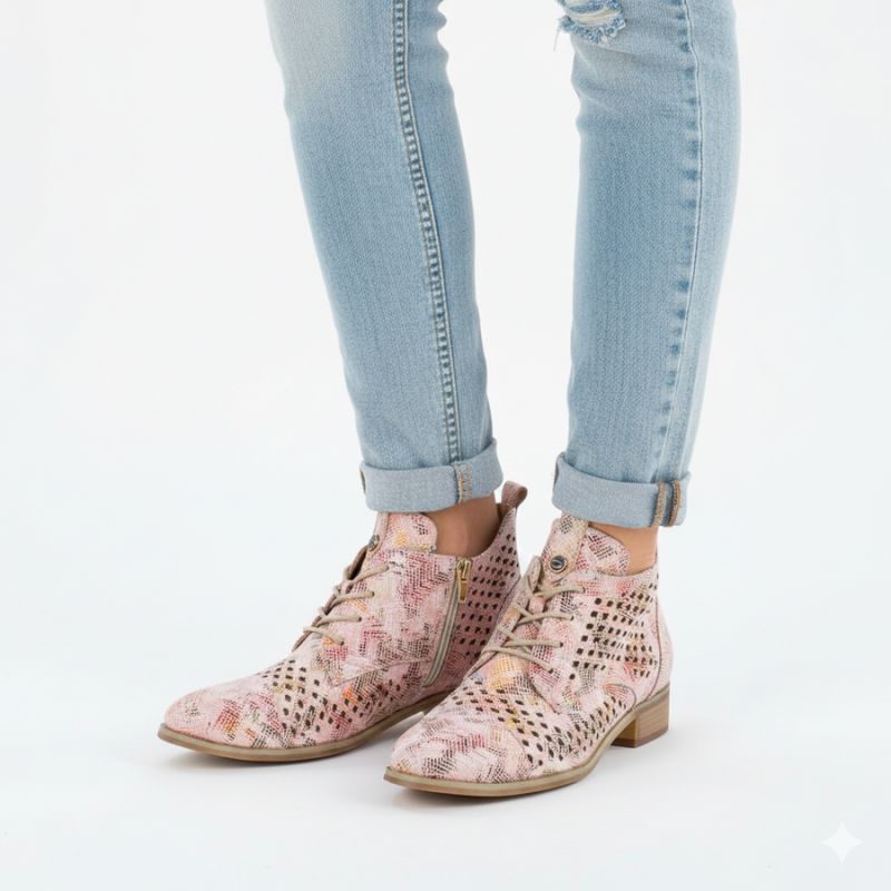 Women's ankle boots with openwork flowers, multicolor Potocki SZ12091 To be categorized Your Sports Performance