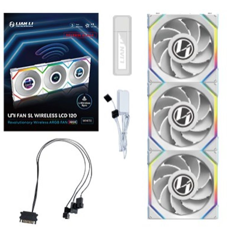Lian Li UNI FAN SL Wireless LCD 120 Reverse Blade Computer Case Fan 12cm White 3 pcs. Chłodzenie/Chłodzenie - wentylatory Your Sports Performance
