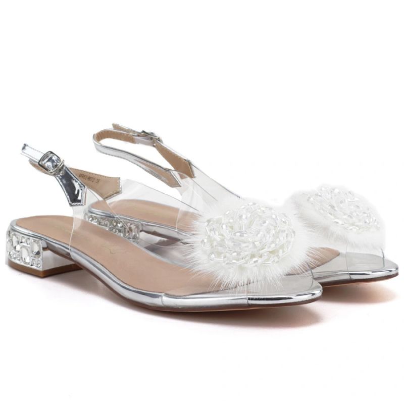 Transparent women’s sandals with silver embellishment D&A MR62-9072