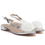 Transparent women’s sandals with silver embellishment D&A MR62-9072