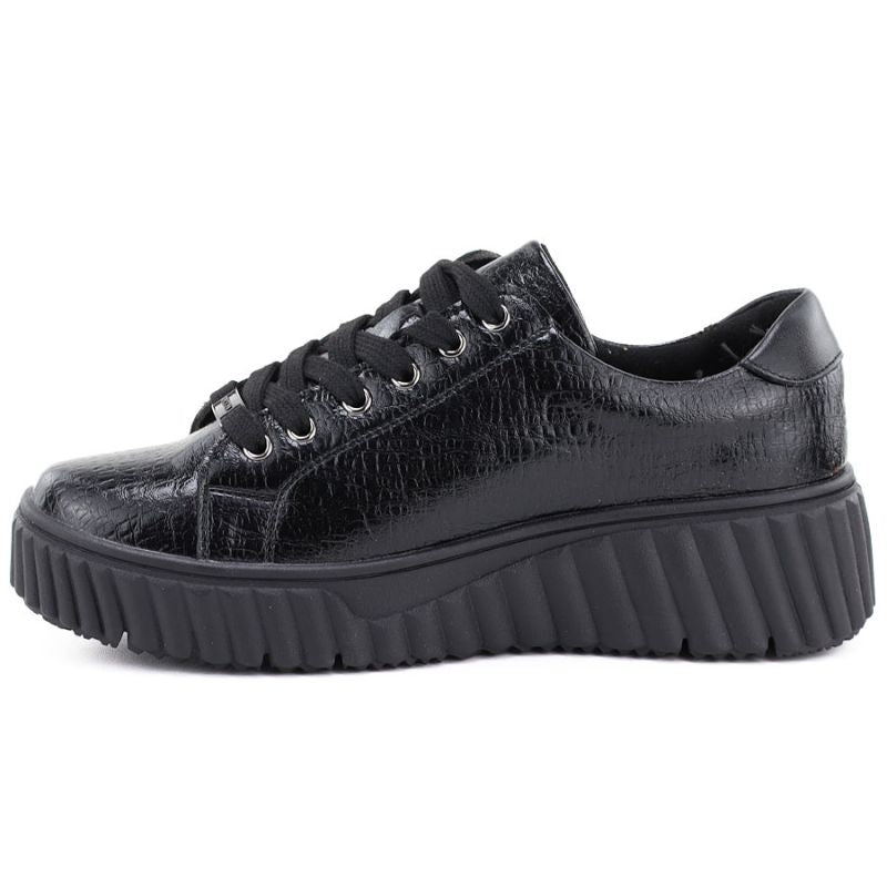 Women's patent leather platform shoes, black, Vinceza 133134