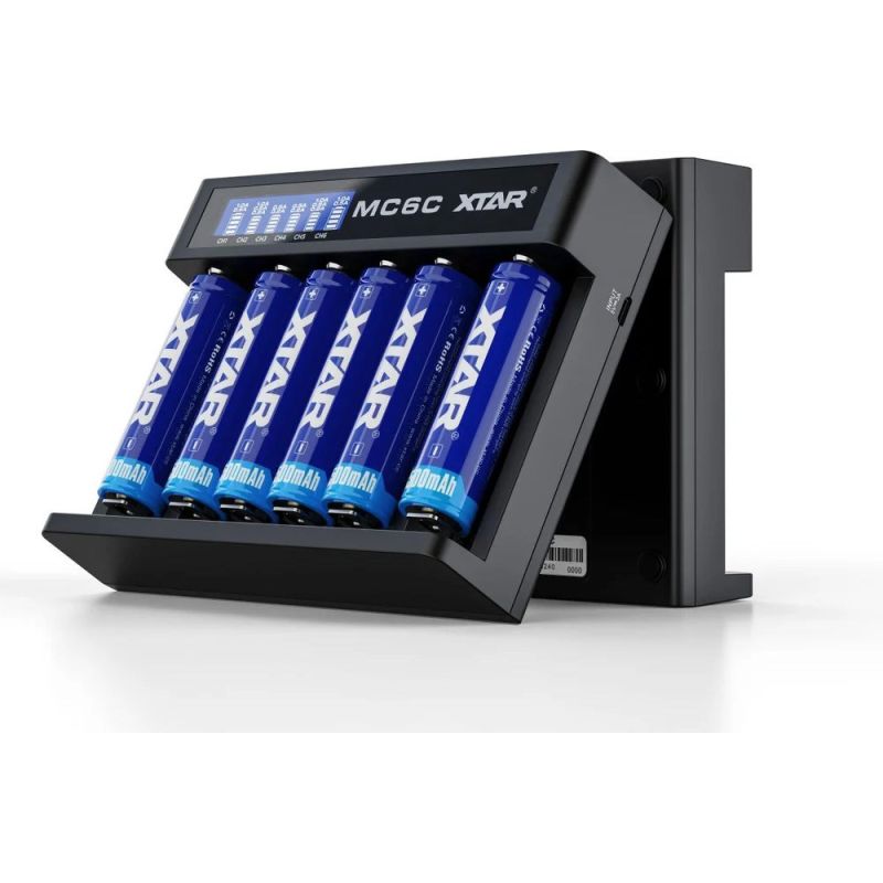 XTAR CHARGER FOR CYLINDRICAL LI-ION 18650 BATTERIES - 6 CHANNELS MC6C Baterie, akumulatorki i ładowarki/Ładowarki akumulatorowe (bez akumulatorków) Your Sports Performance