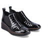 Rieker W R474 snakeskin leather ankle boots black