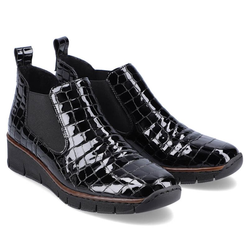 Rieker W R474 snakeskin leather ankle boots black