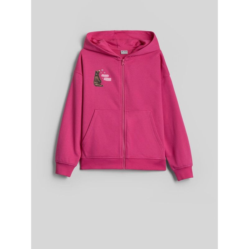 Girls' loose sweatshirt with hood 4F 4FJKAW26TSWSF3137-54S