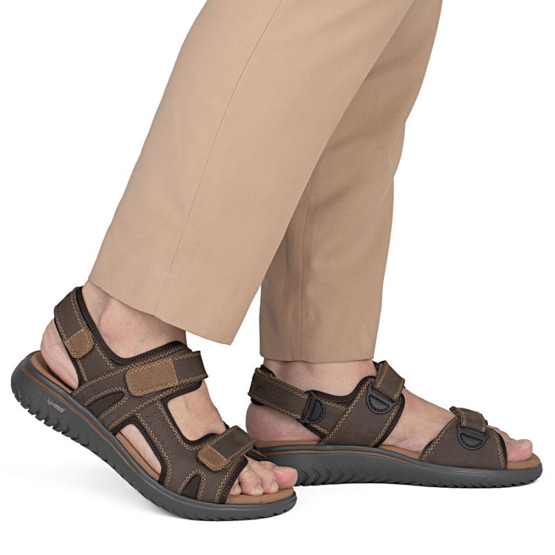 Men's brown leather sandals with Velcro Rieker 26450-26 Rieker