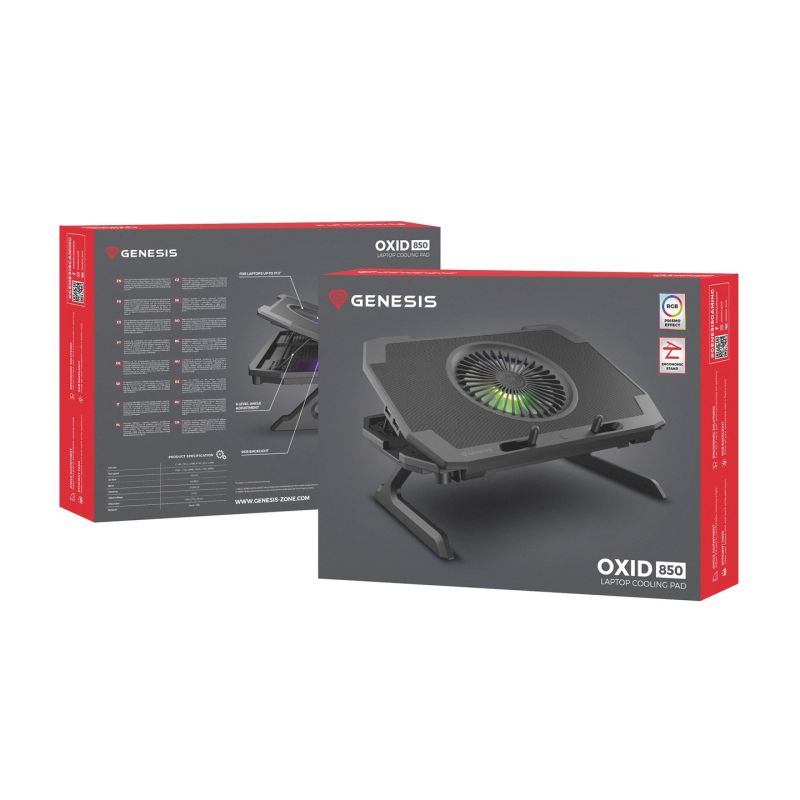 GENESIS Oxid 850 cooling pad for laptop 43.9 cm (17.3") 2500 RPM Black Chłodzenie/Podstawki pod notebooki Your Sports Performance