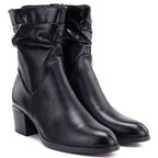 Women's high-heeled ankle boots with a gathered upper, black Vinceza 58682