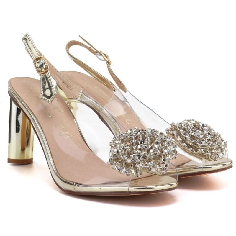 Transparent Gold Heeled Sandals D&A MR62-9077