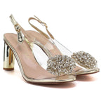 Transparent Gold Heeled Sandals D&A MR62-9077