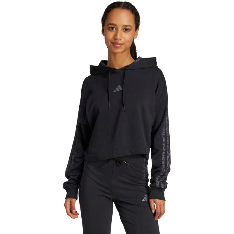 adidas Essentials 3 Stripes Print French Terry Hoodie W JC6244 Clothing/Lifestyle/adidas Adidas