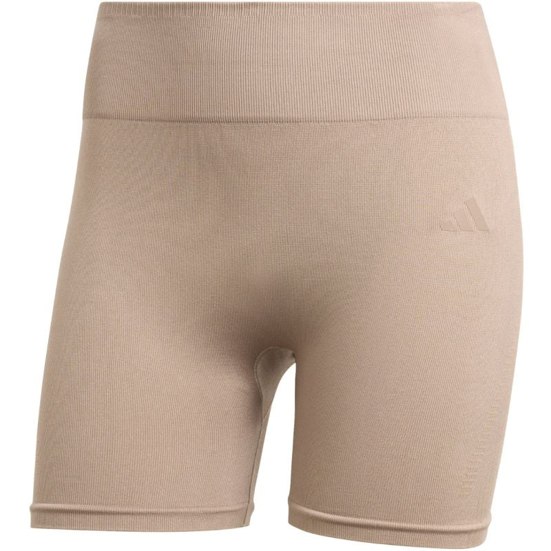 Women's adidas Workout Essentials 4 inch beige shorts JX3926