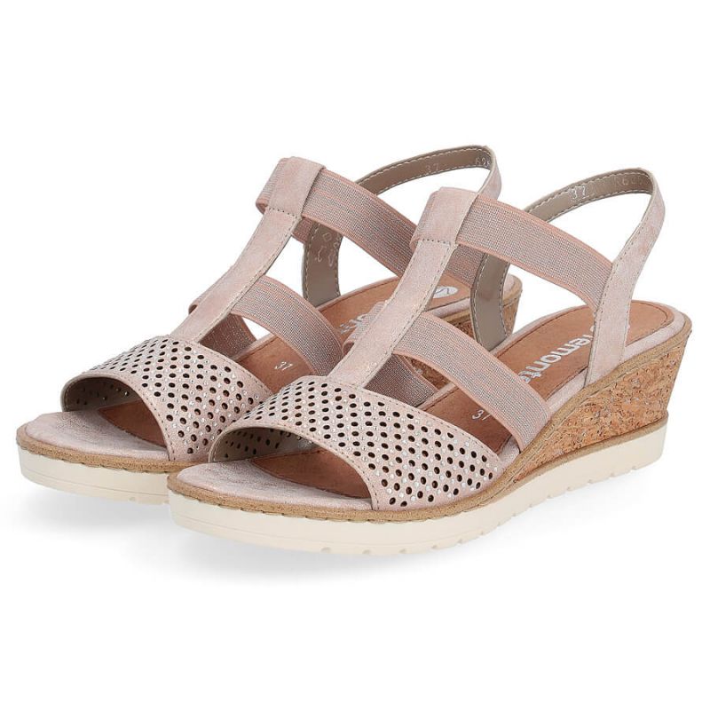 Comfortable wedge sandals Remonte W RKR667, pink gold Footwear/Lifestyle/Rieker Your Sports Performance
