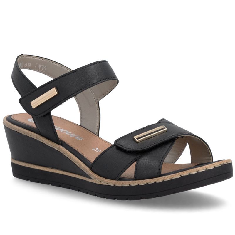 Women's gold leather wedge sandals Remonte R6266-90 Remonte