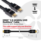 CLUB3D HDMI 2.0 4K60Hz RedMere cable 10m/32.8ft Kable i adaptery/Kable HDMI Your Sports Performance