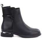 Women's black leather ankle boots D&A S.Barski MK62-7025
