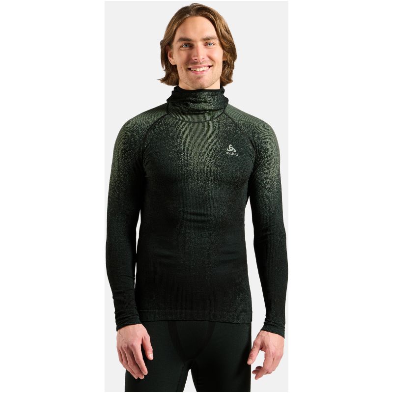 Long-sleeve thermal underwear Odlo BL TOP facemask l/s PERFORMANCE WARM BLACKCOMB, green