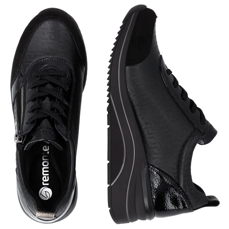 Women's wedge sneakers black Remonte Rieker D0T22-03