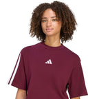 Women's adidas Essentials 3-Stripes Boyfriend T-Shirt in Burgundy KF6287