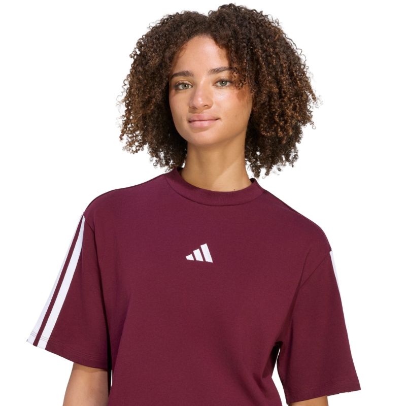 Women's adidas Essentials 3-Stripes Boyfriend T-Shirt in Burgundy KF6287