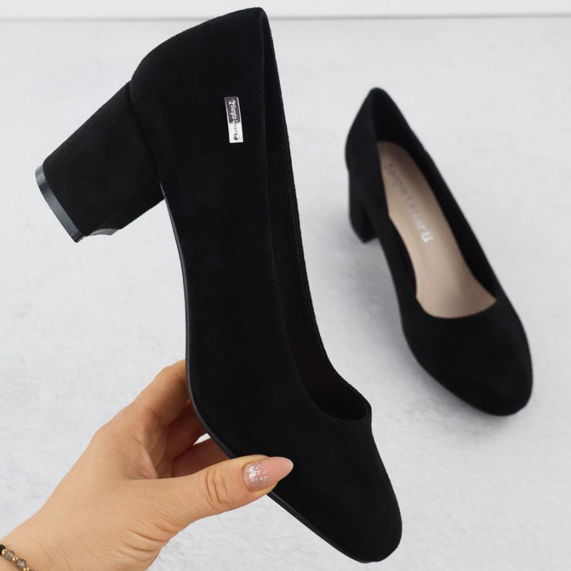 Black suede pumps with a block heel Sergio Leone PB178 Footwear Your Sports Performance