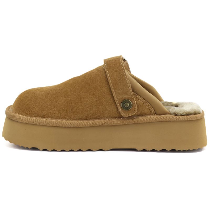 Women's leather insulated flip-flops on a camel platform, Big Star UU274696