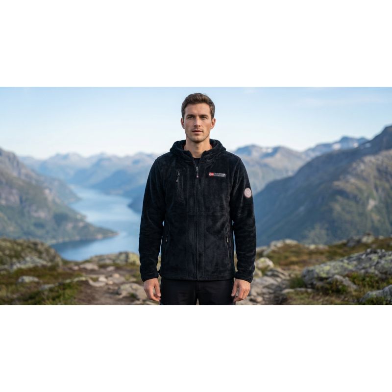 Men’s Fleece Pullover Geographical Norway UPLOAD HOOD BLACK DB MEN 224 (WY3383H/GN-BLACK)