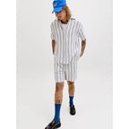 Jack&Jones men's shorts JPSTJAIDEN COBA STRIPE JOG SHORTS REG SN 12274413 CLOUD DANCER/STRIPES Jack&Jones