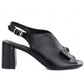 Women's black Jezzi RMR25112-3 block heel sandals with bow Jezzi