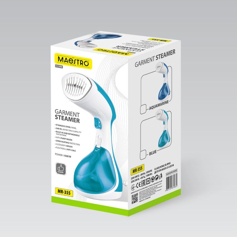 1500W Maestro MR-355-AQUAMARINE Garment Steamer AGD - Produkty/Parownice Your Sports Performance