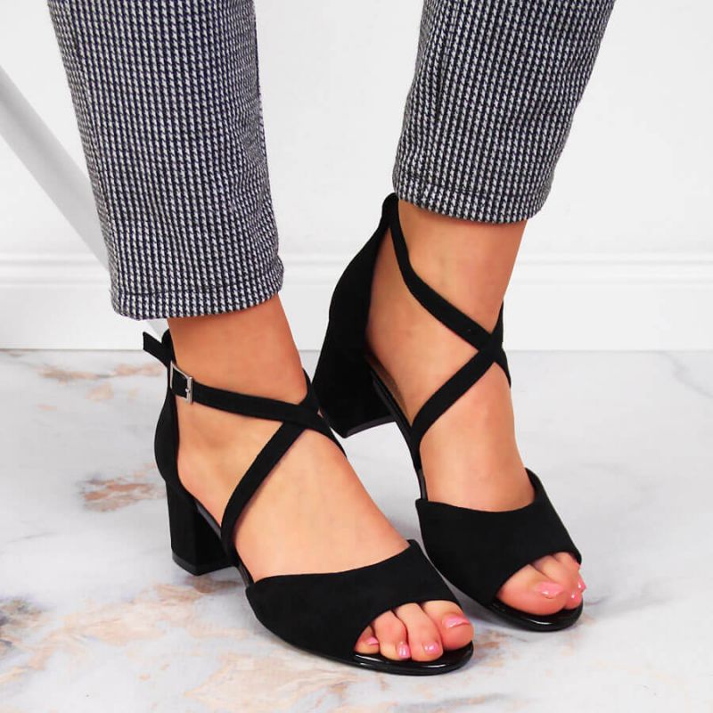 Sergio Leone W SK367A black block heel sandals