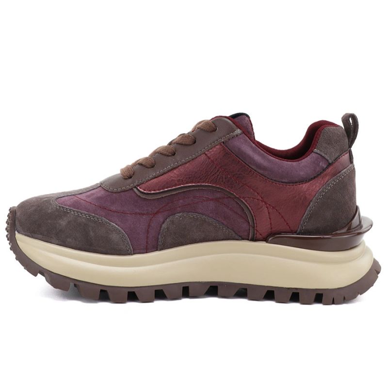 Leather platform sneakers burgundy Artiker 59C0009