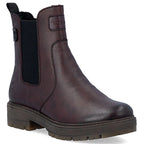 Women’s Leather Chelsea Ankle Boots, Insulated, Burgundy Rieker 75860-35