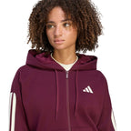Women's adidas Essentials 3-Stripes Full-Zip Burgundy Sweatshirt KX0785